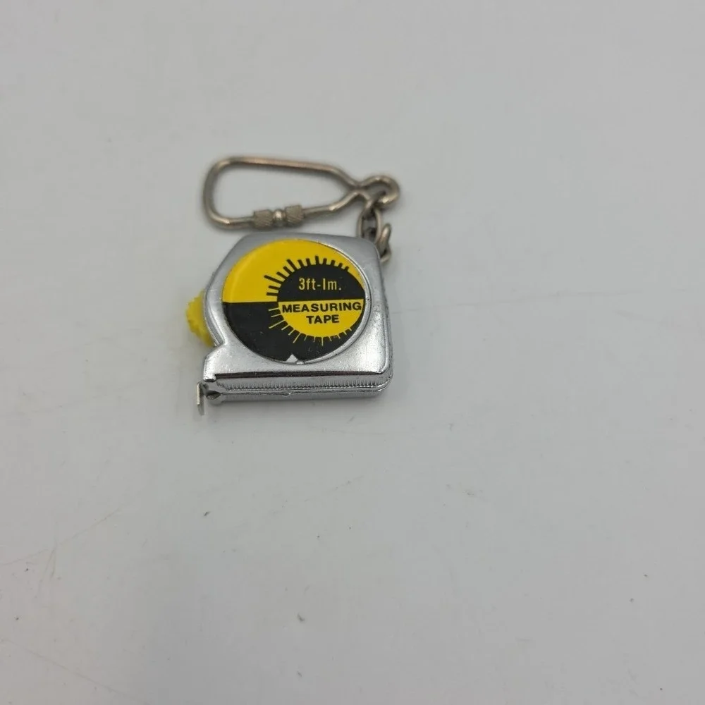 Vintage Keychain Pocket Measuring Tape Key Ring Metal Fob Small 36